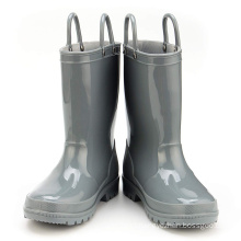 Kids New Fashion Grey Color Waterproof Nature Material  Rain Boots Easy-on Handles Shoes